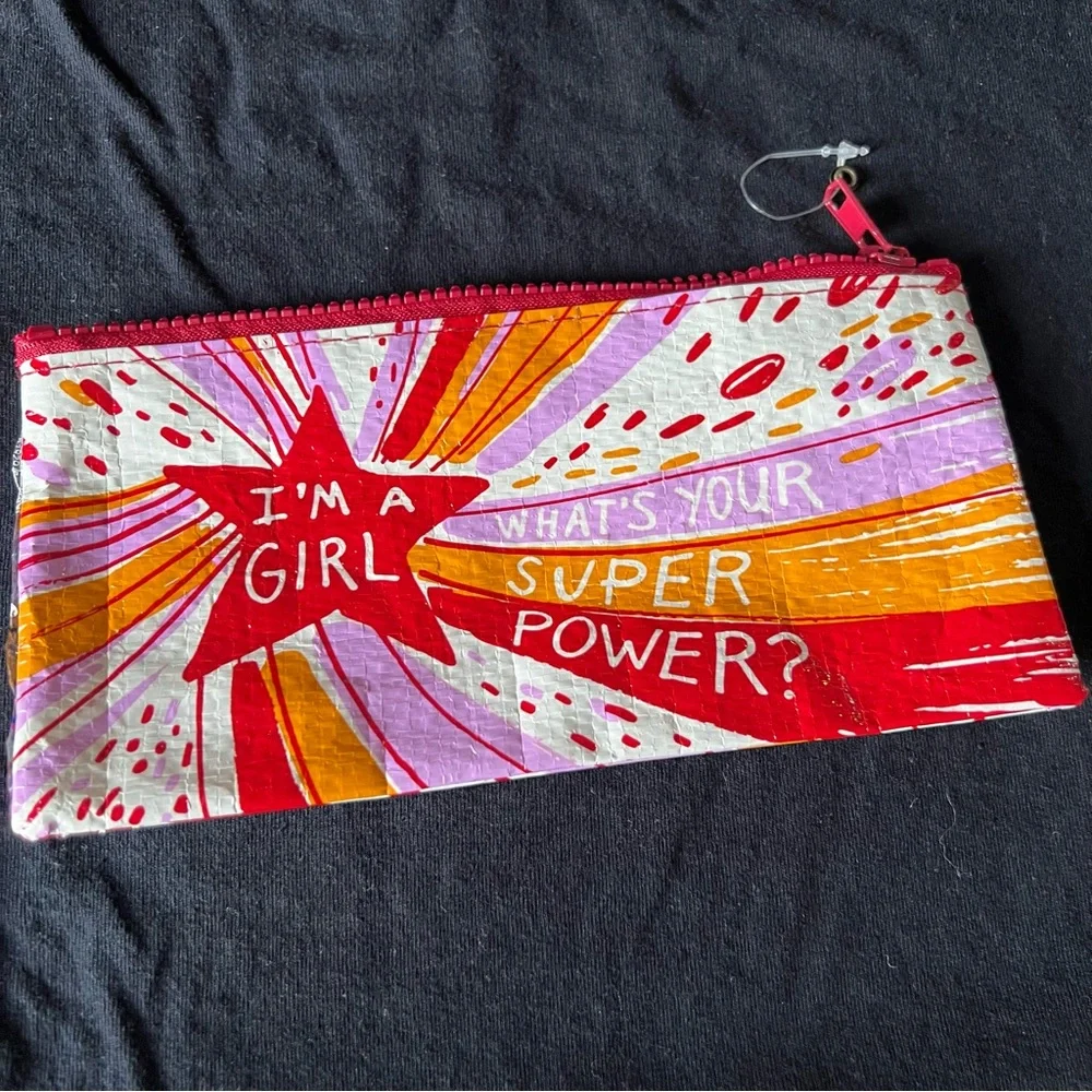 Eco, Recycled Pencil Pouch - Blue Q I’m. Girl, What’s your Superpower